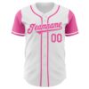 Custom White Pink Authentic Two Tone Baseball Jersey