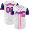 Custom White Purple-Pink Authentic Two Tone Baseball Jersey