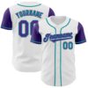 TwoTone0409 Custom White Purple-Teal Authentic Two Tone Baseball Jersey