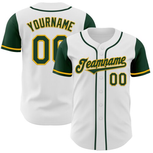 TwoTone0415 Custom White Green-Gold Authentic Two Tone Baseball Jersey