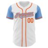 Custom White Light Blue-Orange Authentic Two Tone Baseball Jersey
