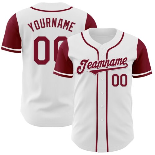 TwoTone0439 Custom White Crimson Authentic Two Tone Baseball Jersey