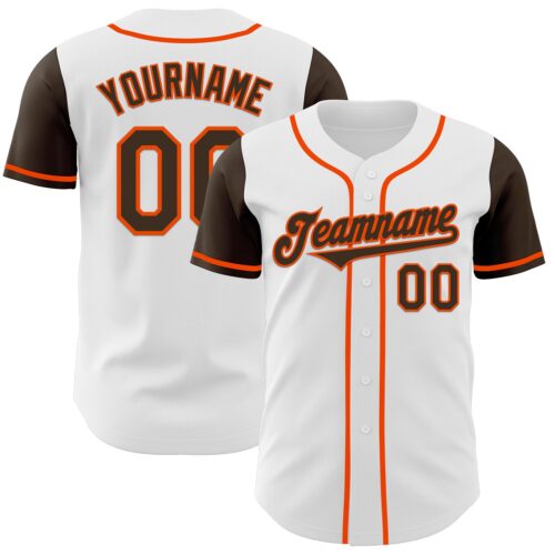 TwoTone0459 Custom White Brown-Orange Authentic Two Tone Baseball Jersey