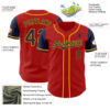 Custom Red Navy-Gold Authentic Two Tone Baseball Jersey