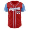 Custom Red White-Light Blue Authentic Two Tone Baseball Jersey