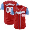 TwoTone0499 Custom Red White-Light Blue Authentic Two Tone Baseball Jersey