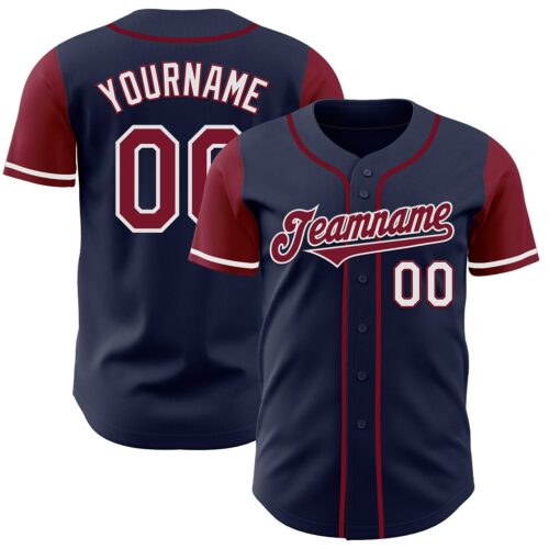 TwoTone0542 Custom Navy Crimson-White Authentic Two Tone Baseball Jersey