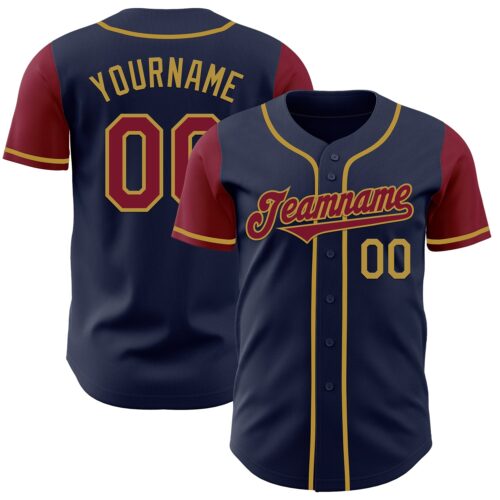 TwoTone0545 Custom Navy Crimson-Old Gold Authentic Two Tone Baseball Jersey