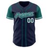 Custom Navy Teal-White Authentic Two Tone Baseball Jersey