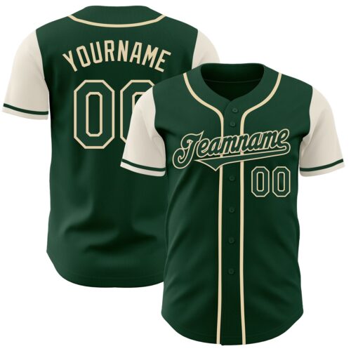 TwoTone0571 Custom Green Cream Authentic Two Tone Baseball Jersey
