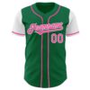 Custom Kelly Green Pink-White Authentic Two Tone Baseball Jersey