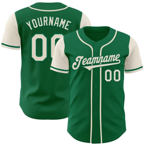TwoTone0596 Custom Kelly Green Cream Authentic Two Tone Baseball Jersey
