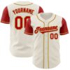 Custom Cream Red-Old Gold Authentic Two Tone Baseball Jersey