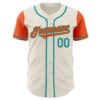Custom Cream Orange-Teal Authentic Two Tone Baseball Jersey