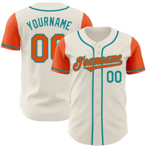 TwoTone0620 Custom Cream Orange-Teal Authentic Two Tone Baseball Jersey