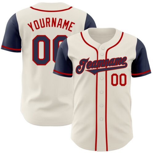 TwoTone0623 Custom Cream Navy-Red Authentic Two Tone Baseball Jersey