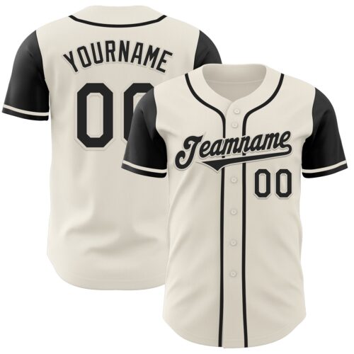 TwoTone0630 Custom Cream Black Authentic Two Tone Baseball Jersey