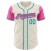 Custom Cream Pink-Teal Authentic Two Tone Baseball Jersey