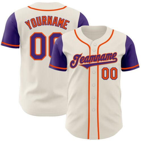 TwoTone0656 Custom Cream Purple-Orange Authentic Two Tone Baseball Jersey