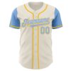Custom Cream Light Blue White-Gold Authentic Two Tone Baseball Jersey