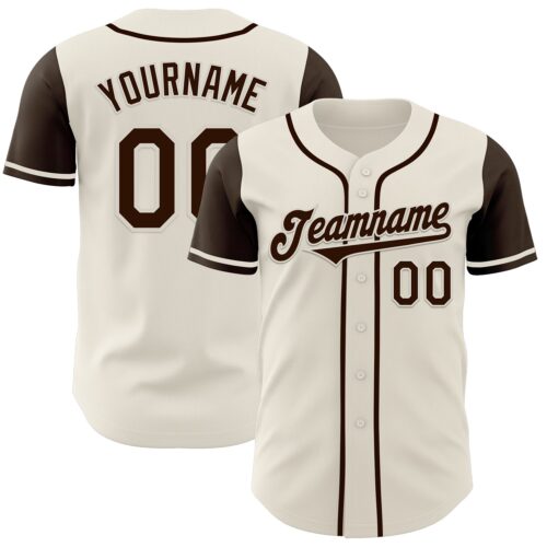 TwoTone0707 Custom Cream Brown Authentic Two Tone Baseball Jersey