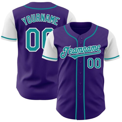 TwoTone0718 Custom Purple Teal-White Authentic Two Tone Baseball Jersey