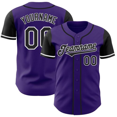 TwoTone0724 Custom Purple Black-White Authentic Two Tone Baseball Jersey