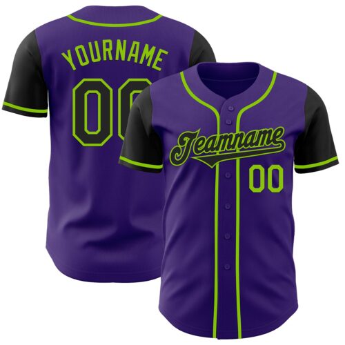 TwoTone0734 Custom Purple Black-Neon Green Authentic Two Tone Baseball Jersey