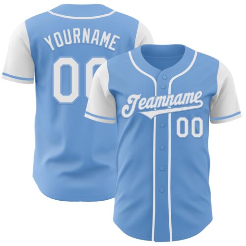 TwoTone0767 Custom Light Blue White Authentic Two Tone Baseball Jersey