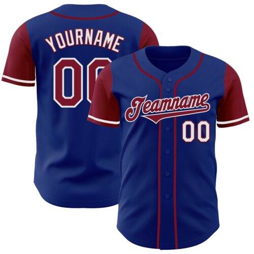 TwoTone0849 Custom Royal Crimson-White Authentic Two Tone Baseball Jersey