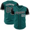 Custom Teal Black-White Authentic Two Tone Baseball Jersey