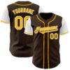 Custom Brown Gold-White Authentic Two Tone Baseball Jersey