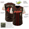 Custom Brown Red-Cream Authentic Two Tone Baseball Jersey