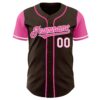Custom Brown Pink-White Authentic Two Tone Baseball Jersey