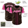 Custom Brown Pink-White Authentic Two Tone Baseball Jersey