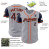 Custom Gray Navy-Orange Authentic Two Tone Baseball Jersey