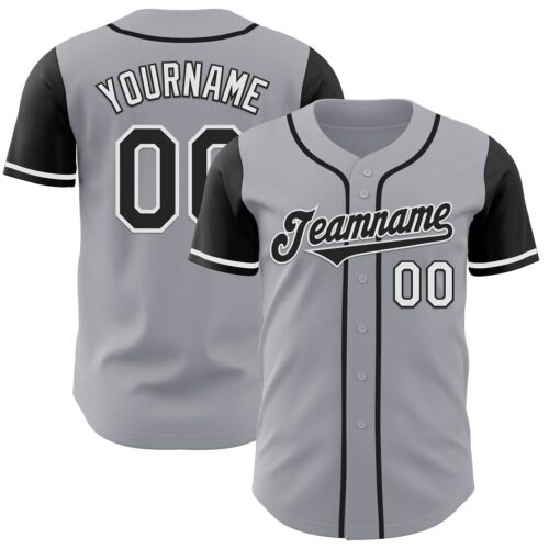 TwoTone0937 Custom Gray Black-White Authentic Two Tone Baseball Jersey