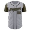 Custom Gray Olive-Black Authentic Two Tone Baseball Jersey