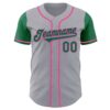 Custom Gray Kelly Green-Pink Authentic Two Tone Baseball Jersey