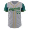 Custom Gray Teal-Old Gold Authentic Two Tone Baseball Jersey