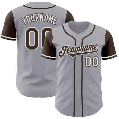 TwoTone1005 Custom Gray Brown-White Authentic Two Tone Baseball Jersey
