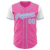 Custom Pink Light Blue-White Authentic Two Tone Baseball Jersey