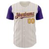 Custom Cream Purple Pinstripe Gold Authentic Two Tone Baseball Jersey