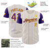 Custom Cream Purple Pinstripe Gold Authentic Two Tone Baseball Jersey
