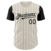 Custom Cream Black Pinstripe Black Authentic Two Tone Baseball Jersey
