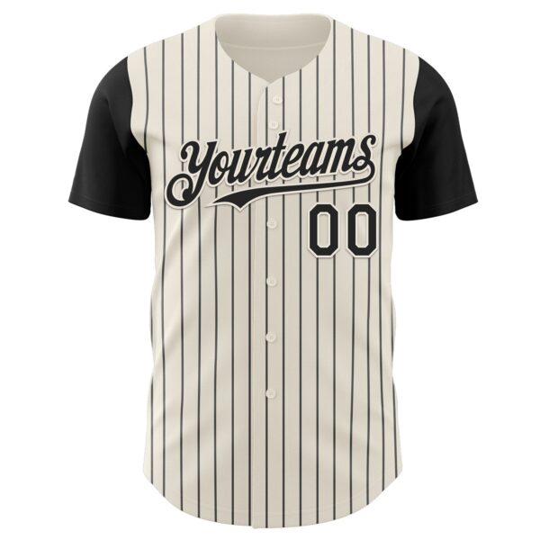 Custom Cream Black Pinstripe Black Authentic Two Tone Baseball Jersey