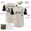 Custom Cream Black Pinstripe Black Authentic Two Tone Baseball Jersey