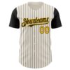 Custom Cream Black Pinstripe Gold Authentic Two Tone Baseball Jersey
