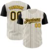 Custom Cream Black Pinstripe Gold Authentic Two Tone Baseball Jersey