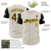 Custom Cream Black Pinstripe Gold Authentic Two Tone Baseball Jersey